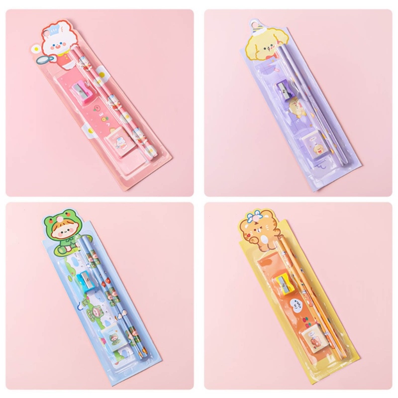 Zzz Set Pensil Metrik + Penggaris + Penghapus + Rautan Untuk Anak Sekolah