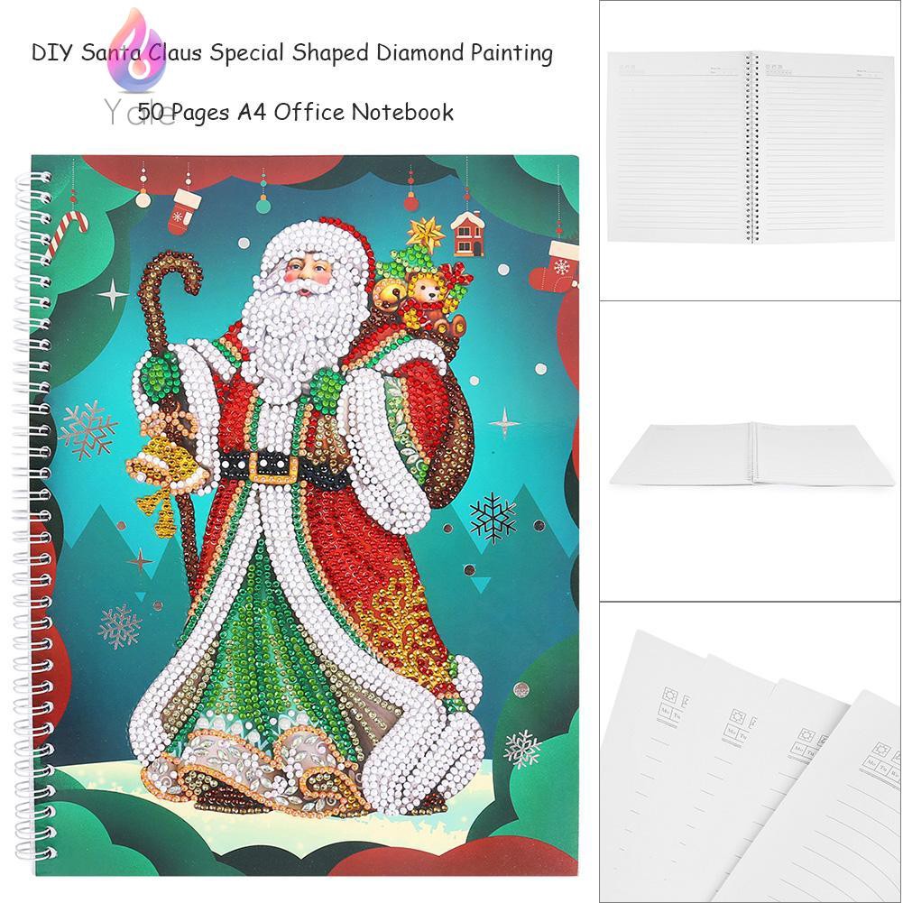 

Yaleღ DIY Santa Claus Special Shaped Diamond Painting 50 Pages A4 Office Notebook