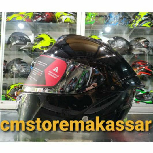 Helm Snail FFS2 Full Face Flat Visor Iridium Silver with 3D Spoiler FFS 2 Black