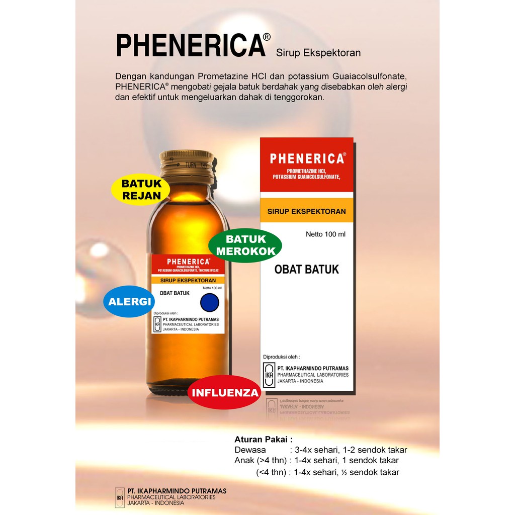 Phenerica Syrup 100ml - Syrup Obat Batuk ORIGINAL-BPOM