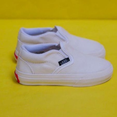 Sepatu Vans Anak Slip On Full White Slop Putih polos size 21-35