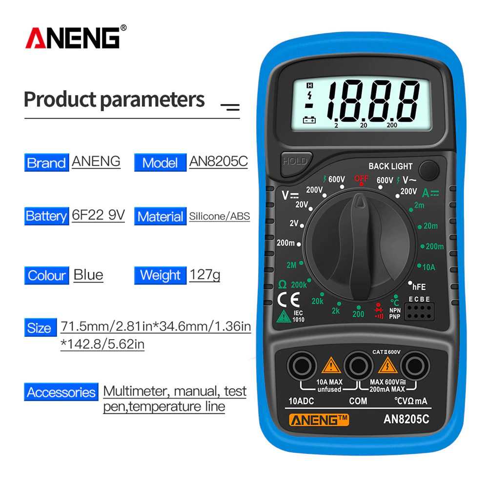 ANENG Digital Multimeter Voltage Tester - AN8205C