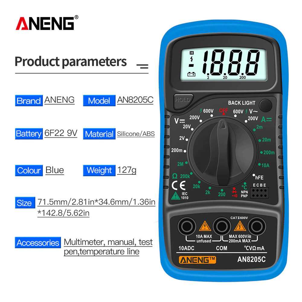 (BISA COD) RVOSTR ANENG Digital Multimeter Voltage Tester - AN8205C