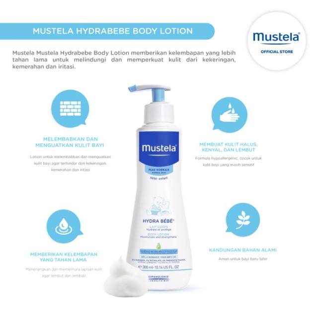 MUSTELA Hydra Bebe Body Lotion 300ml Lotion Bayi Hydrabebe Avocado