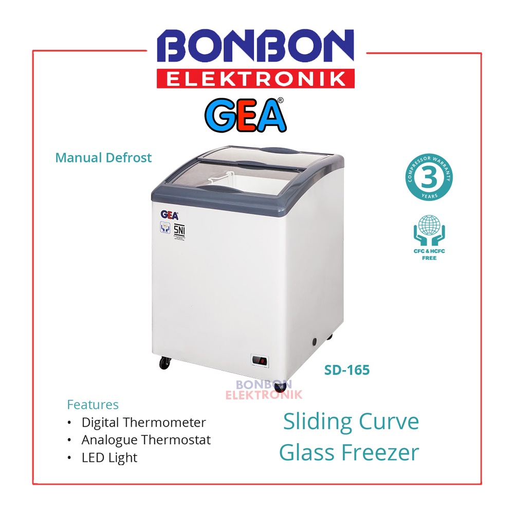 GEA Sliding Curve Glass Freezer SD-165 / SD165 165L