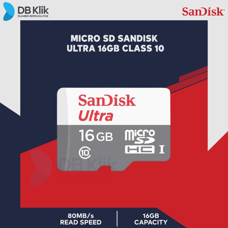 Micro SD SANDISK Ultra 16GB Class 10 (80Mbps) | SANDISK 16GB 80Mb/s