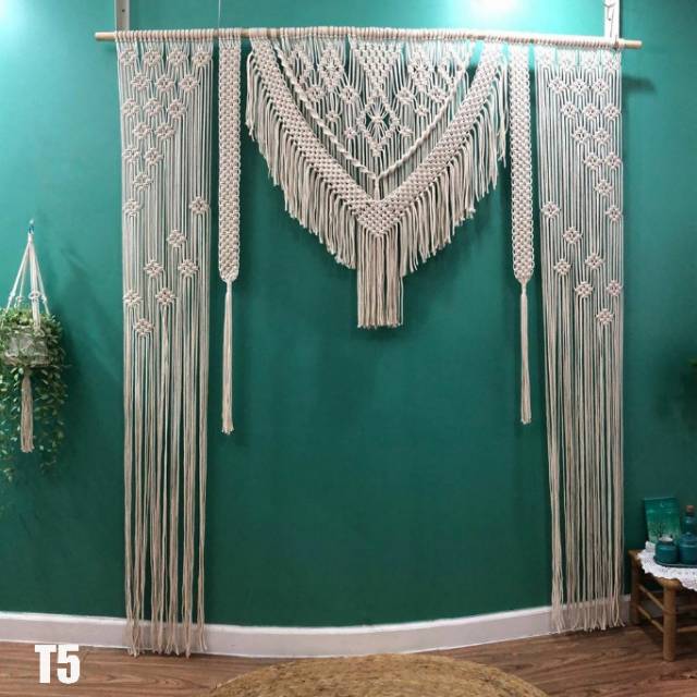 Tirai macrame backdrop wedding macrame pintu