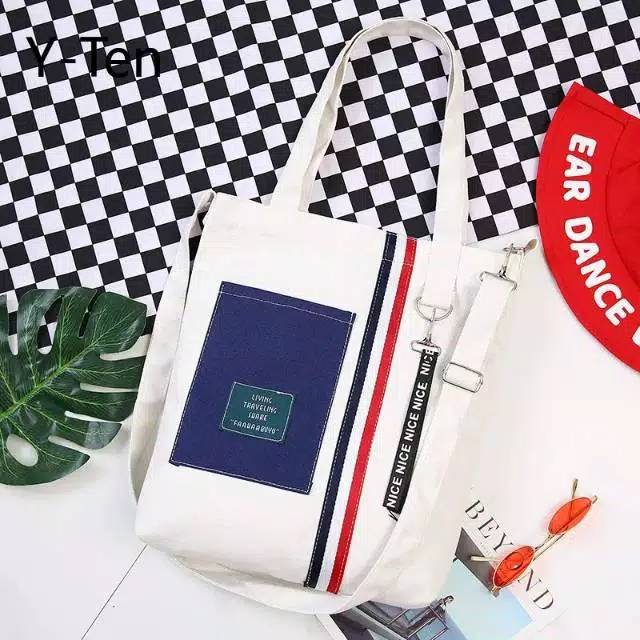 TASMURAH30_》》NEW PROMO!!! TOTE BAG BENDERA GARIS DUA KALI EXO/TOTE FASHION KOREA MURAH MERIAH