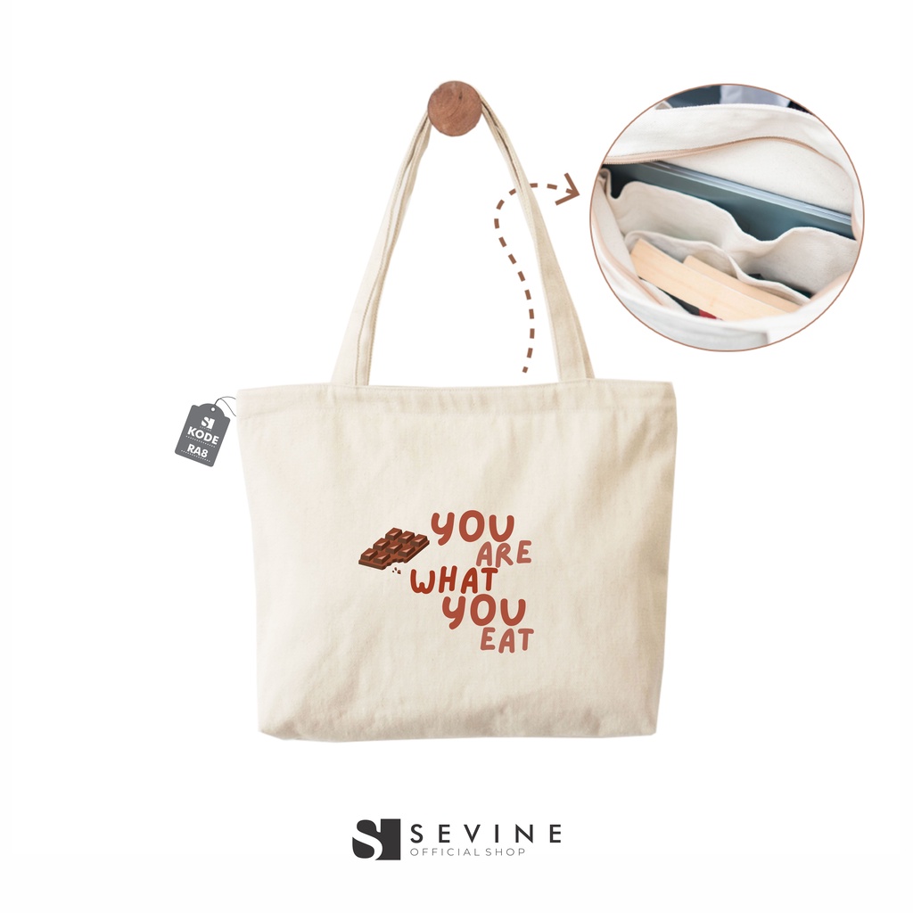 Sevine Tote Bag Kanvas Emily Resleting Kantong Tas Laptop Kuliah Sekolah Fashion Totebag Kerja Quotes Cute Aesthetic - RA