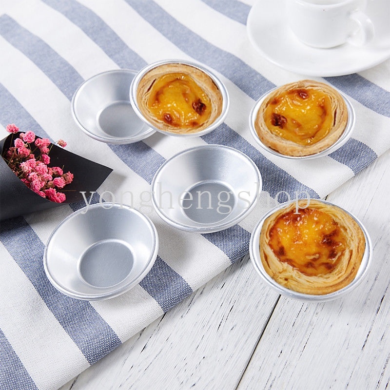 10pcs / set Cetakan Egg Tart / Cupcake / Kue Kering Mini Bahan Aluminum DIY