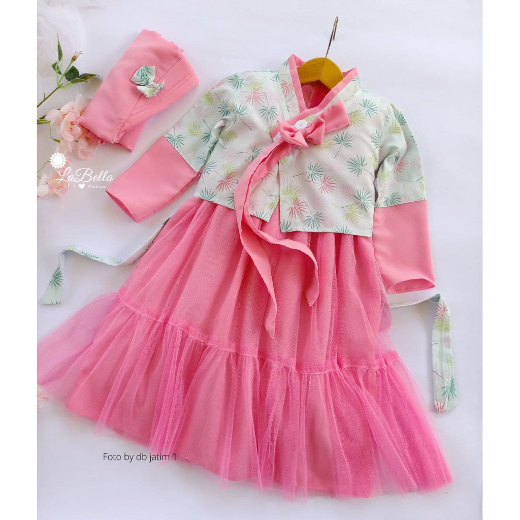 ( 2 TAHUN ) GAMIS ANAK TERBARU EXCLUSIF ORIGINAL LABELLA HANBOK YOONA TUTU KATUN JEPANG DRESS PRINCE