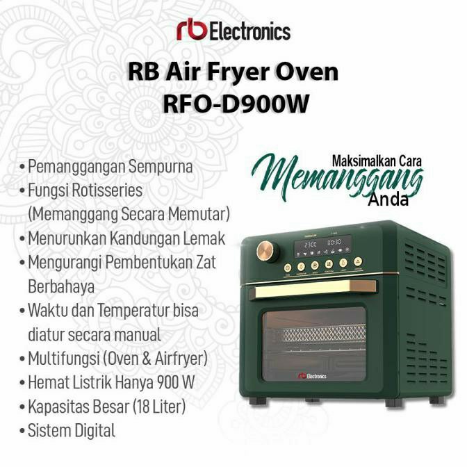 RB Air Fryer Oven Multifungsi RFO - D900W - 900 W Digital Low Watt original