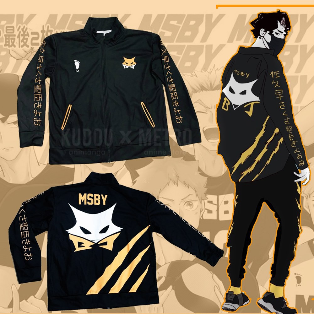 Kudou x Metro - Jaket MSBY Black Jackals Turtleneck Jacket Haikyuu