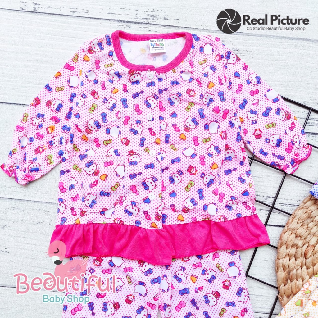 Setelan Bayi Panjang Hello Kitty / Setelan Piyama Bayi Perempuan / Baju Bayi Panjang Merk Syifana