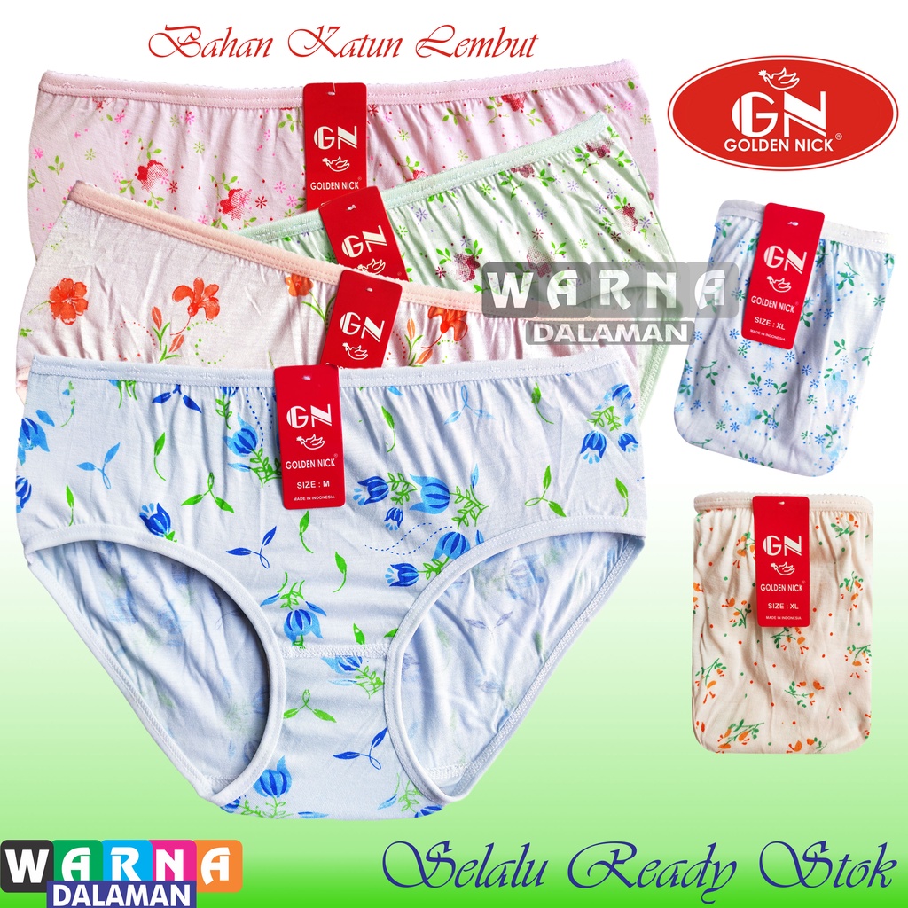 3 Pcs Celana Dalam Wanita Pakaian Dalam Dalaman Perempuan Motif Bunga Bahan Katun Super Lembut | WARNA DALAMAN