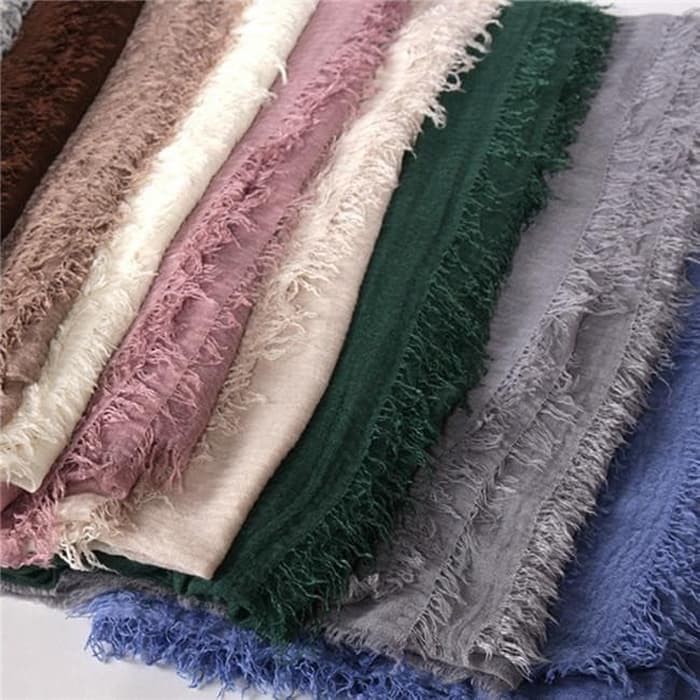 TJM VZ052 Crinkle Hijab Pashmina Arabian Shawl Cotton Wide Hijab Jilbab Pasmina Premium