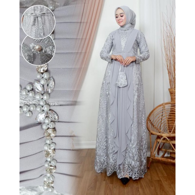 Permata Olshop / Kebaya Gamis Viara NK / Gamis Kebaya Pesta / Gamis Modern / Kebaya Kondangan / Gamis Bridesmaid