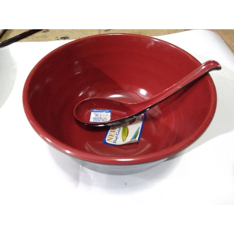 Mangkok ramen melamin onyx + sendok