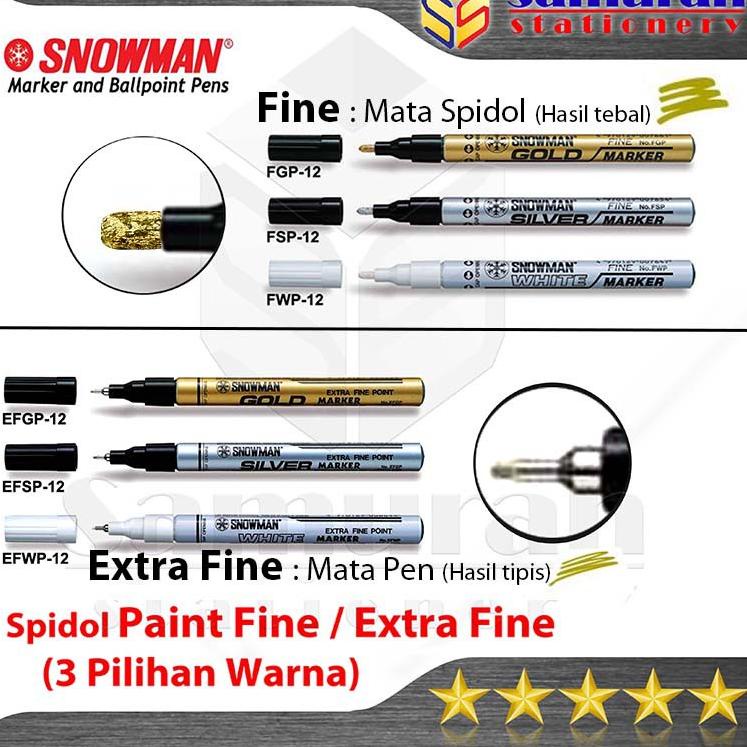 

Terbaru Spidol Paint Marker Snowman Permanent Fine (F) / Extra Fine (EF) Warna Emas - Perak - Putih - Hitam / Gold - Silver - White - Black 46 ✢