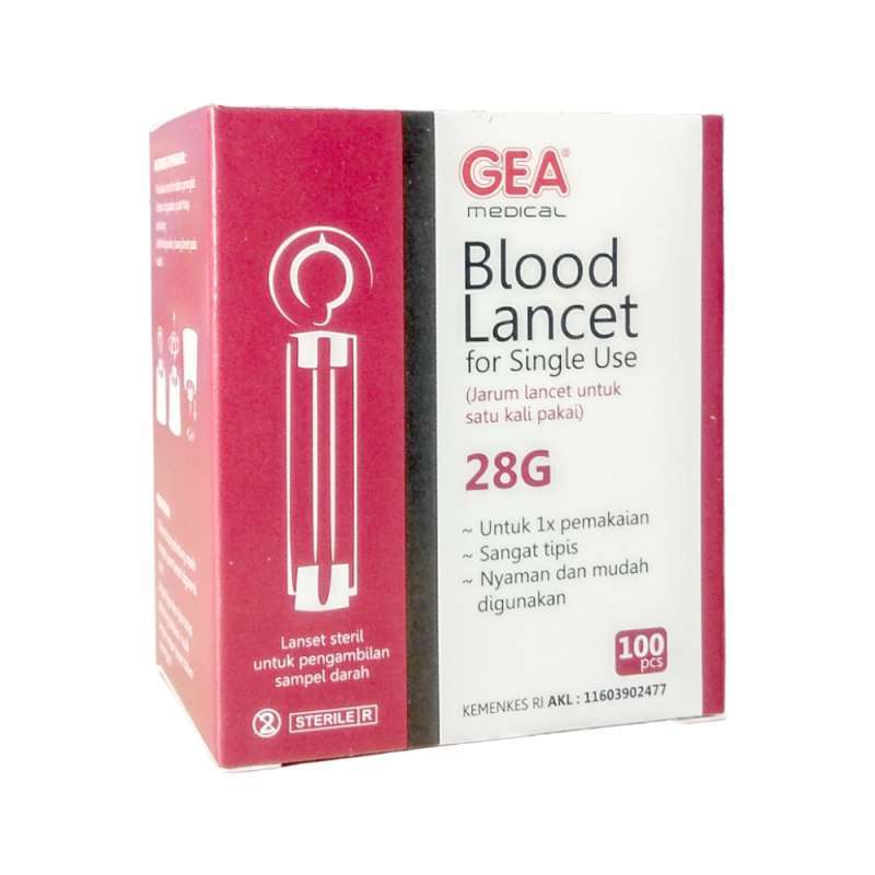 Blood Lancet GEA 28G / Jarum Lancet GEA 28G 100s