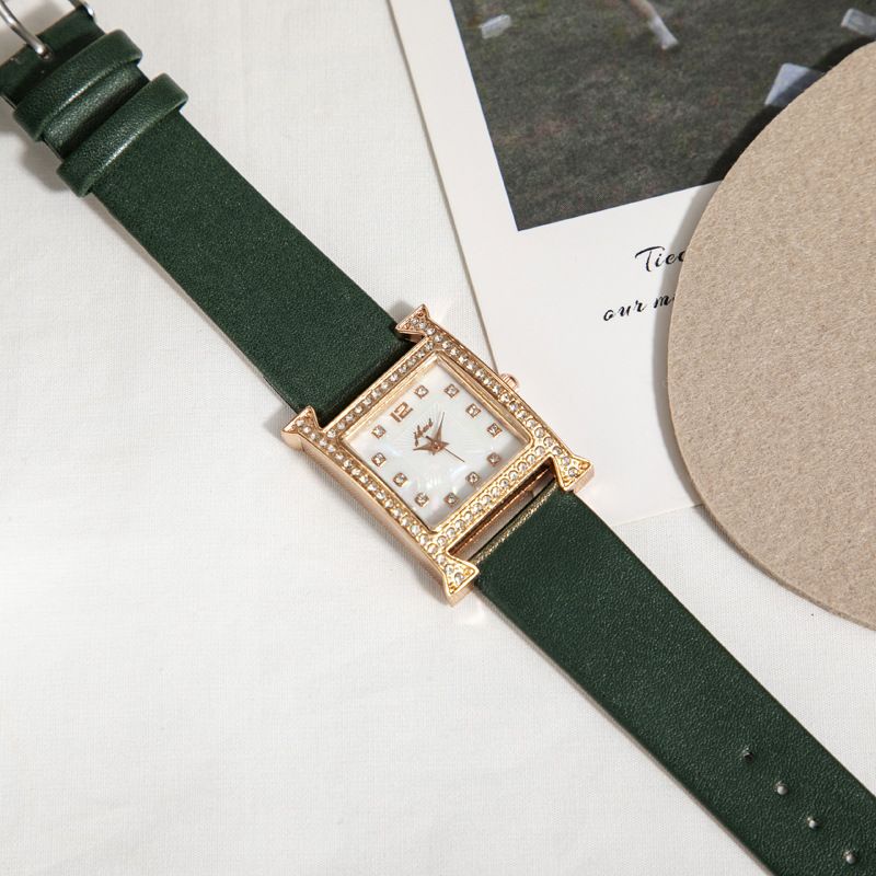 LDS J034 Jam Tangan Wanita Fashion Korea Analog Quartz Bahan Kulit Bentuk H Import Murah