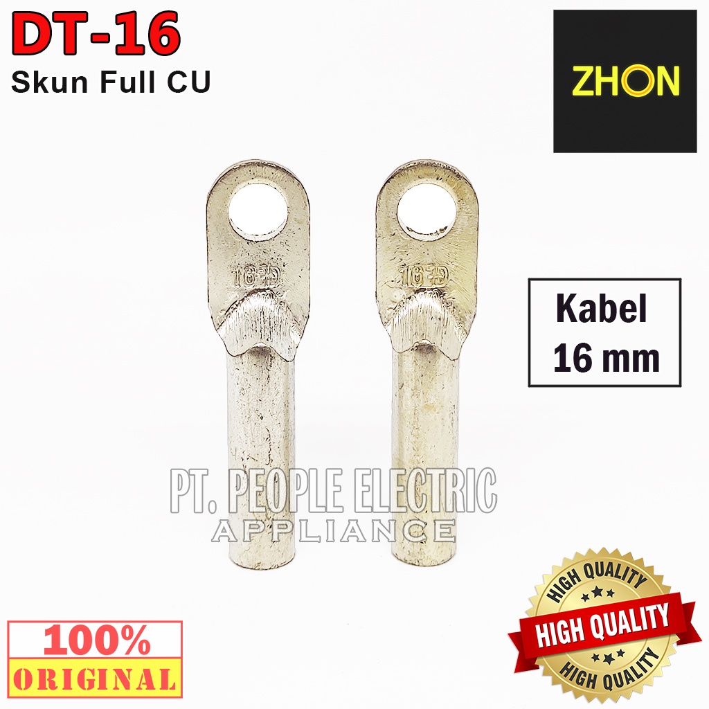 Skun Kabel CU DT-16 Crom putih Size baut 8,5mm Size Kabel 16mm