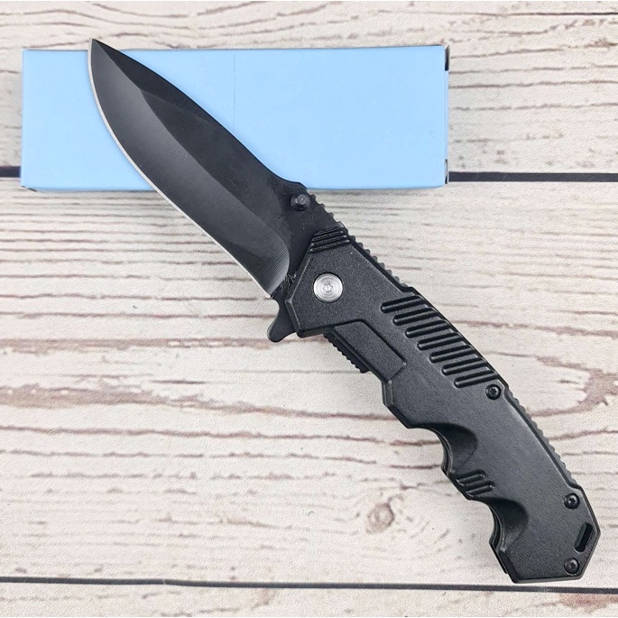 PEGASI Pisau Lipat Tactical Folding Knife Survival Camping EDC - Black