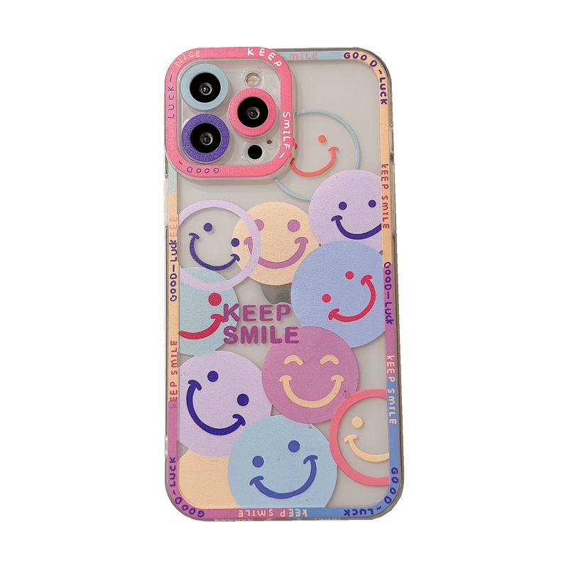 Soft Case Motif Smiley Face Untuk iPhone 11 12 13 Pro MAX X XR XS MAX 7 8 Plus