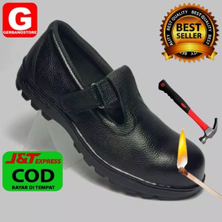 Image of Sepatu Safety Cewek Kulit Sapi Asli 100%[ Ujung Besi] Sekolah Kerja Proyek Industri