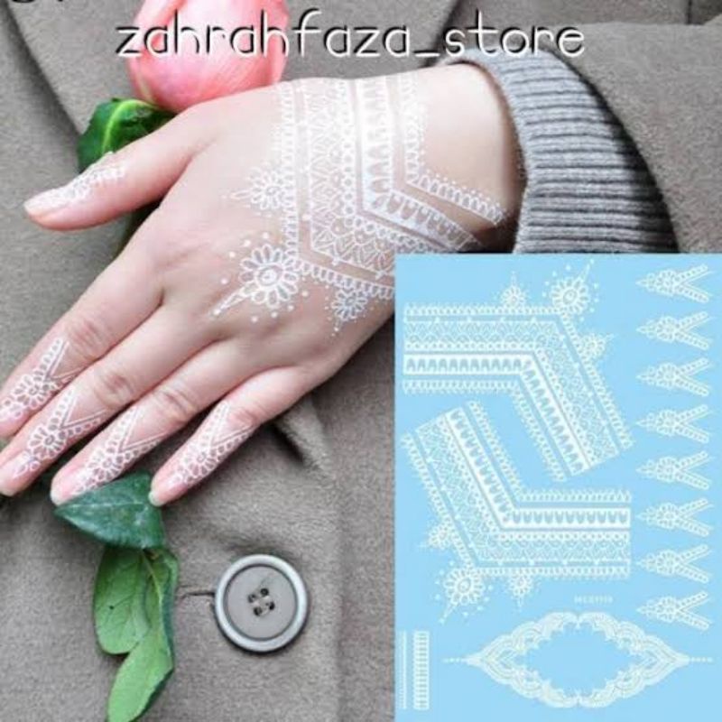 STICKER STIKER TATTOO TATTO TATO TEMPEL TEMPORARY HENNA WHITE