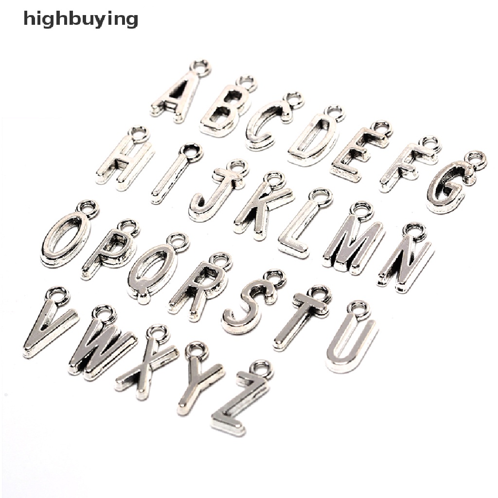 Hbid 26Pcs Liontin Huruf Alfabet A-Z Warna Silver / Gold Untuk DIY Perhiasan Charms