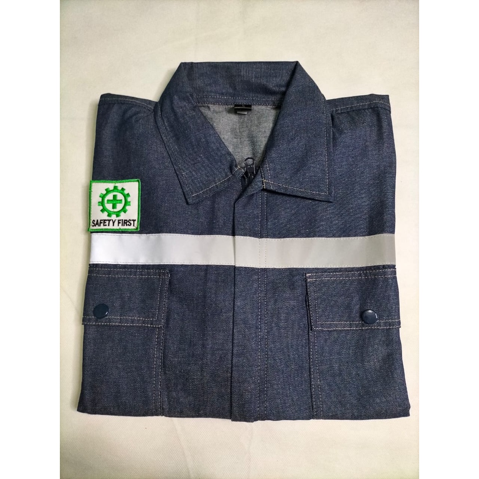 Baju Safety Kemeja Wearpack Bahan Jeans Levis | Seragam Proyek Full Denim