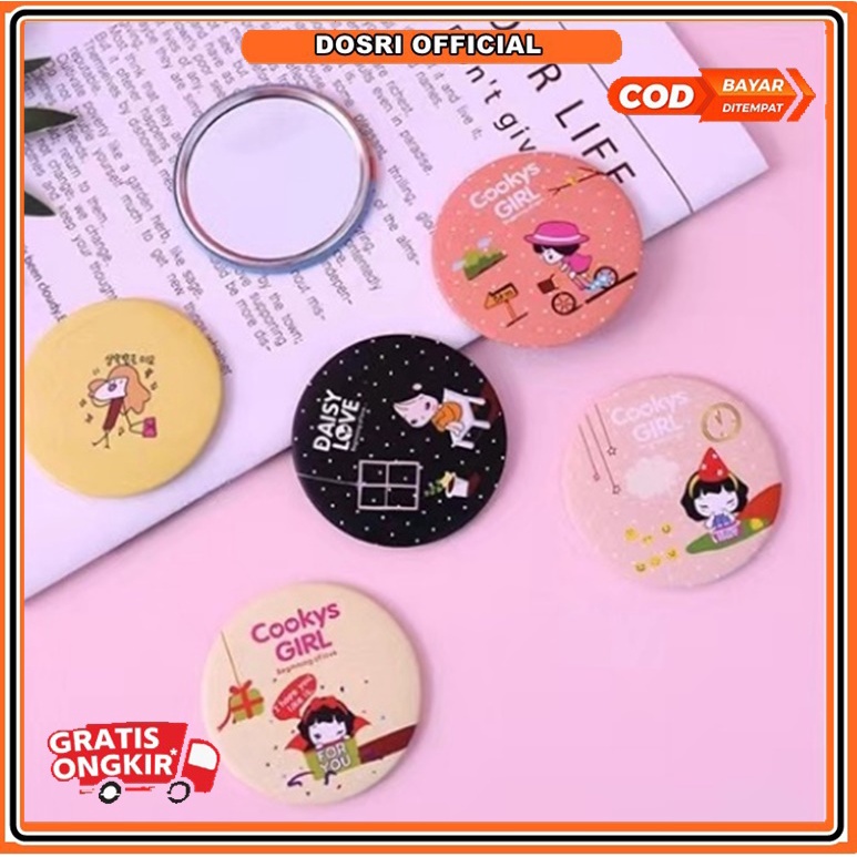 [BISA COD] Kaca Cermin Bulat Karakter / Sovenir/ Cermin Make Up Mini Animasi / Travelling Pack