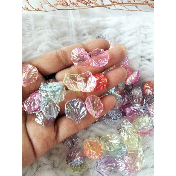 manik akrilik bentuk kerang manik bahan strap masker manik akrilik putih