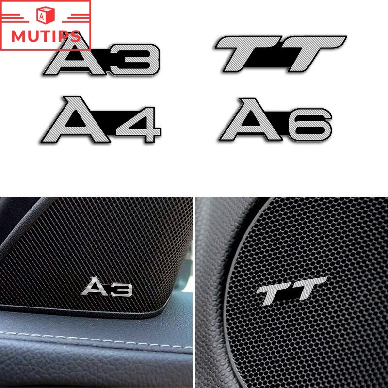 Audi 4Pcs Stiker Logo Mini Bahan Alloy Untuk Speaker Mobil A3 A4 A6 TT