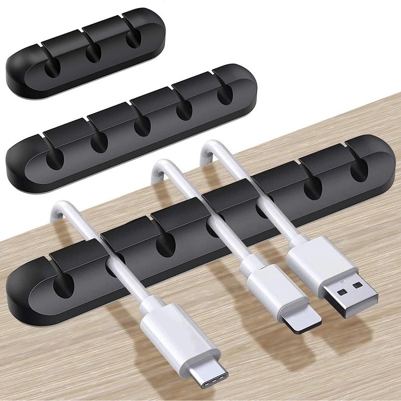 7 Holes Cable Management Cord Organizer Clips / Silicone Self Adhesive  Cord Holders