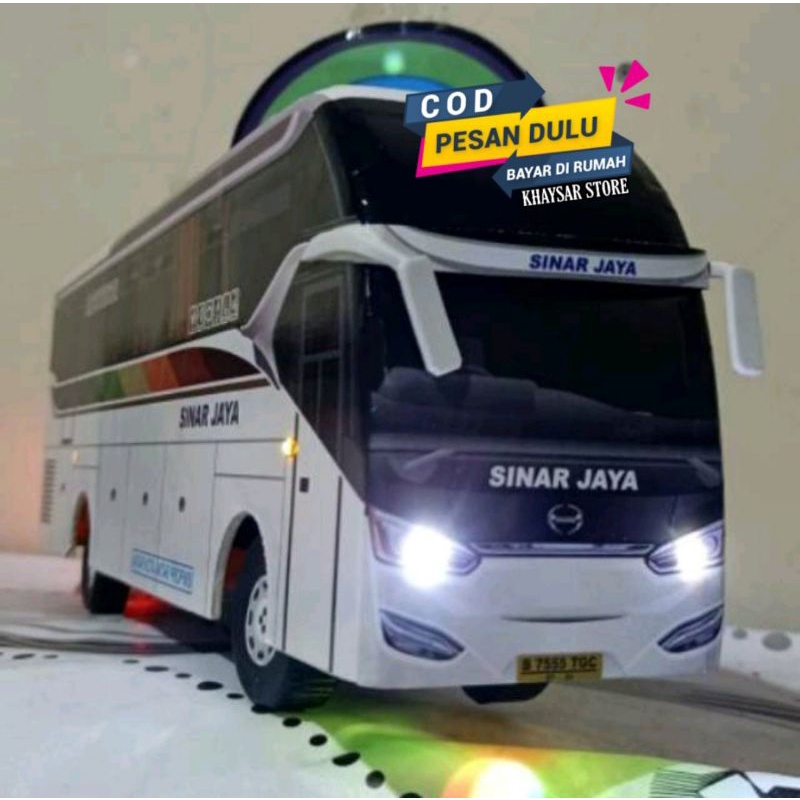 miniatur Bus bis /mainan bus bis  Sinar jaya SR2 + Lampu