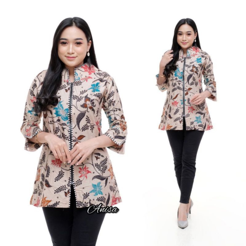 Batik wanita ASJ SA HRB026 Kenongo Kemeja Tosca Pendek-B.zebra salju