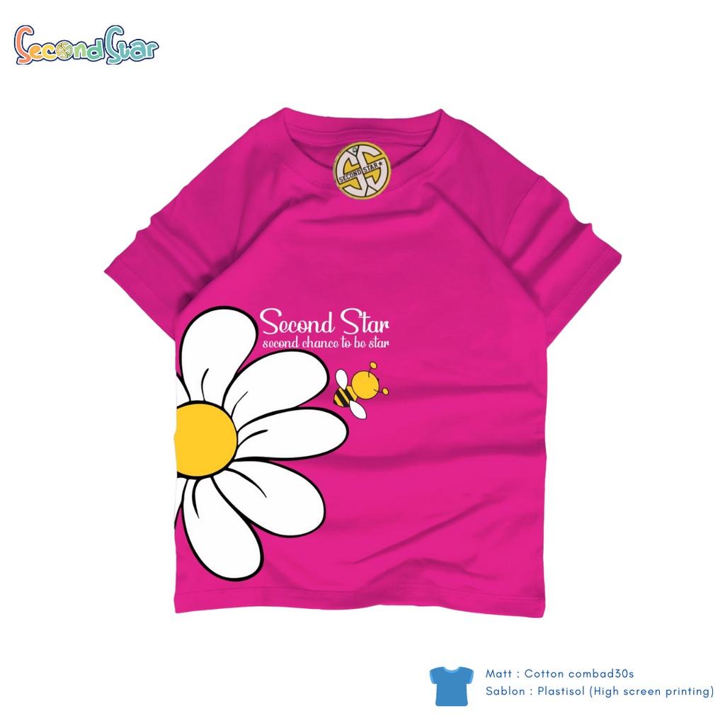 Second Star baju anak perempuan  Kaos oblong 1 - 12 tahun warna pink fanta fushia