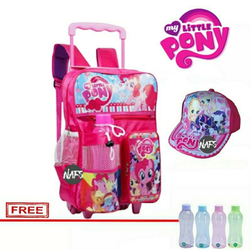 Tas Ransel Troly roda Ransel anak sekolah perempuan karakter kuda pony TK SD