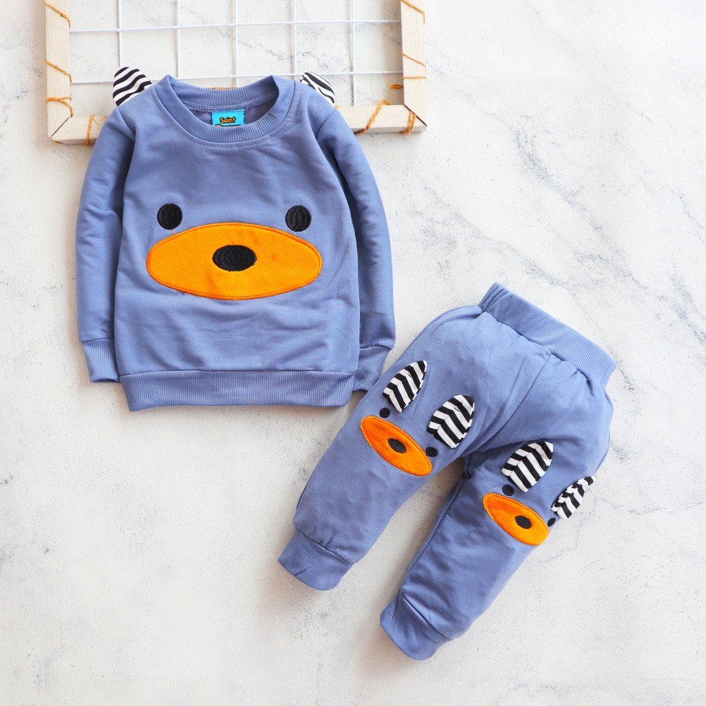 Nuna Store SaintQueen baju anak laki laki / baju anak perempuan / Motif Telinga Beruang / Setelan Baju Bayi 6 bulan - 2,5 tahun