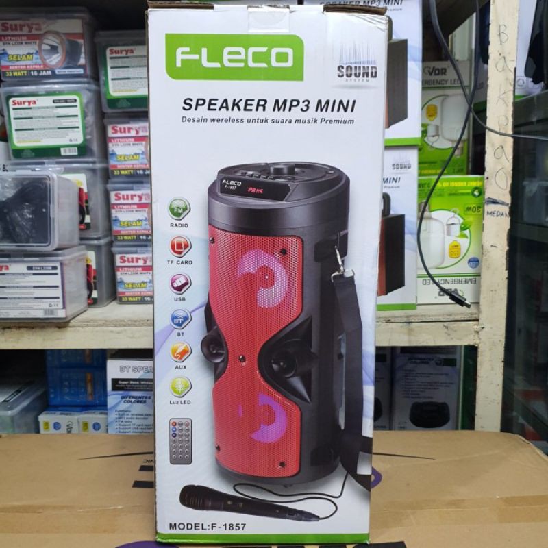 Performa suara bass Speaker Bluetooth Fleco F 1857 + Bonus Mic