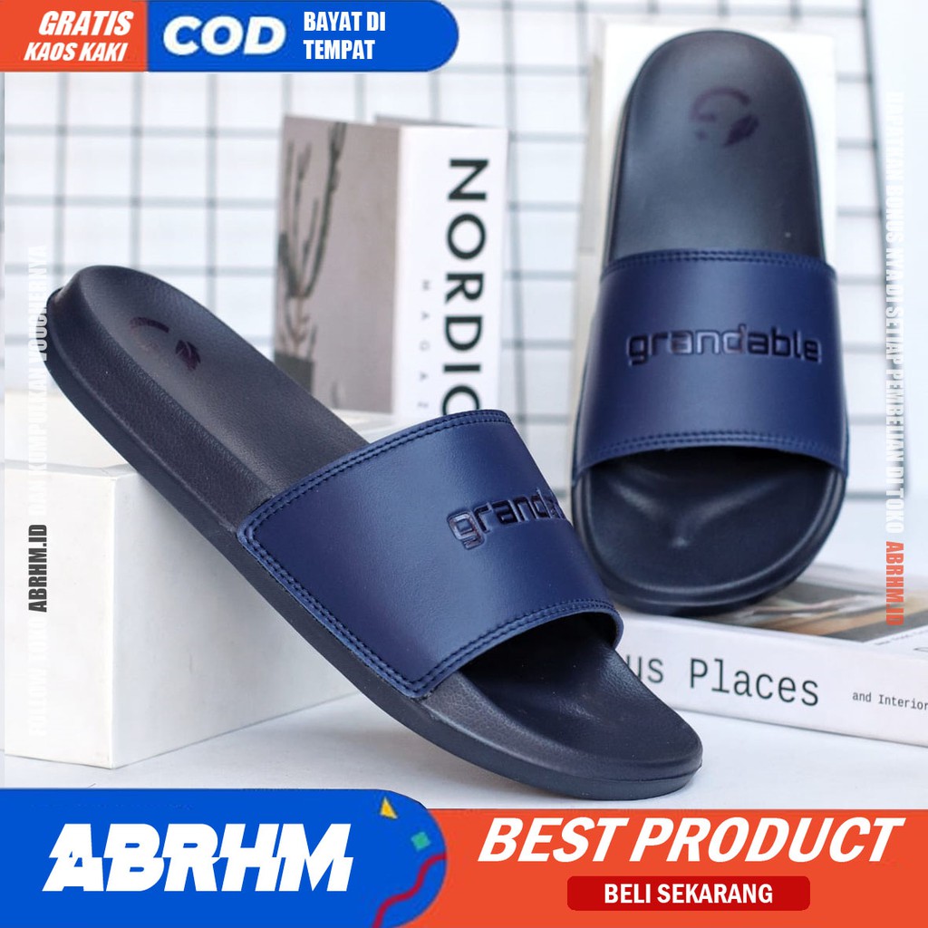 ABRHM x SHIRO Sandal Slide Pria Sandal Slop Pria Kulit Pu Sendal Selop Cowok / Cowo Kekinian