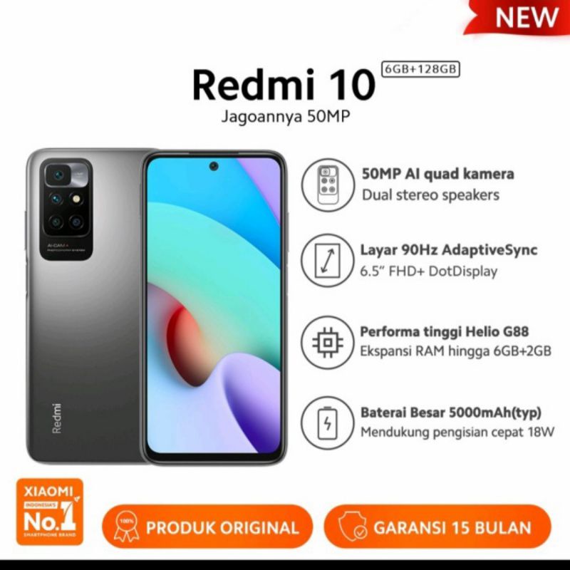 XIAOMI Redmi 10 2022 [4/64GB] - Garansi Resmi XIAOMI Indonesia 1 Tahun