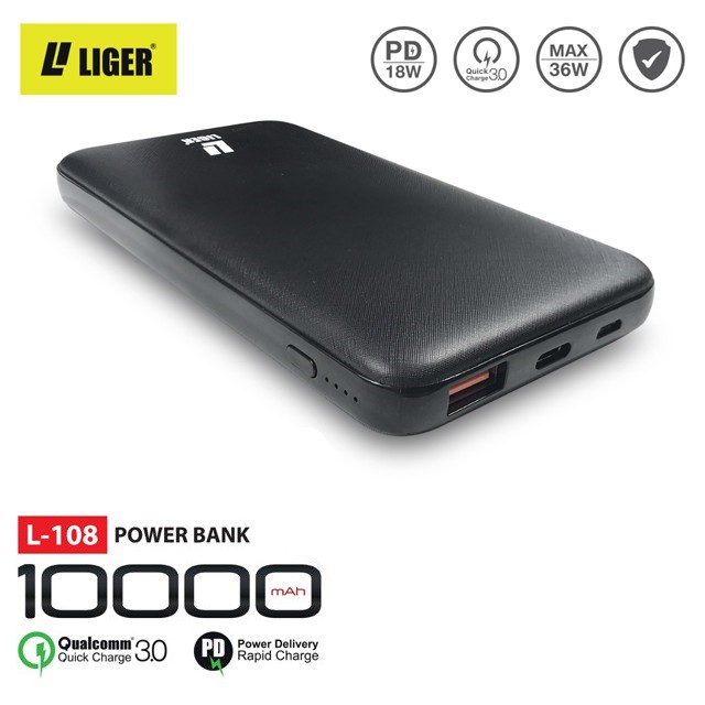 Power Bank L-108 LIGER ORIGINAL QUALCOM QUICK CHARGE 3.0 &amp; POWER DELIVERY PD