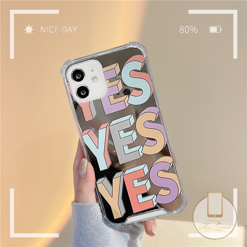 Casing iPhone 11 7Plus 8Plus XR X XS Max 13 12 Pro Max 7 8 Plus SE 2020 Shockproof Motif Tulisan YES