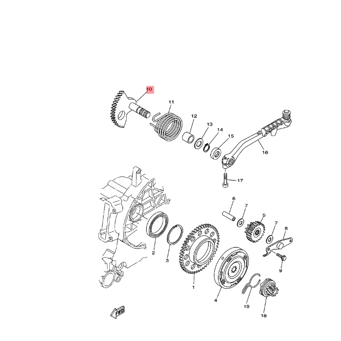 KICK SHAFT ASSY GIGI AS SELAH SELAHAN ENGKOL ENGKOLAN MIO SMILE SOUL 2010-2011 FINO KARBU ORIGINAL YGP 28D-E5601-01