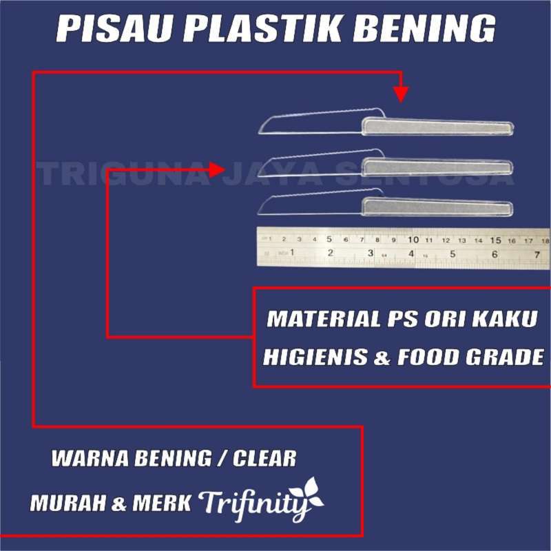 Murah! Pisau plastik 100pcs pisau kue cake tart roti makan buah bening murah