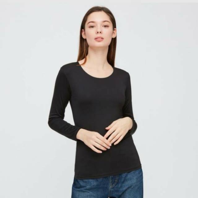 UNIQLO T-SHIRT UV CUT CREW NECK LENGAN PANJANG AIRISM T SHIRT UNIQLO WANITA MANSET UNIQLO AIRISM