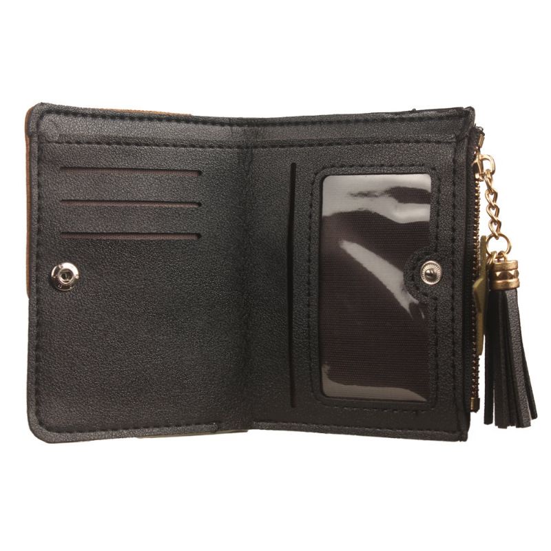 Dompet Wanita Lipat Diagonal Black Pendek Korean Wallet